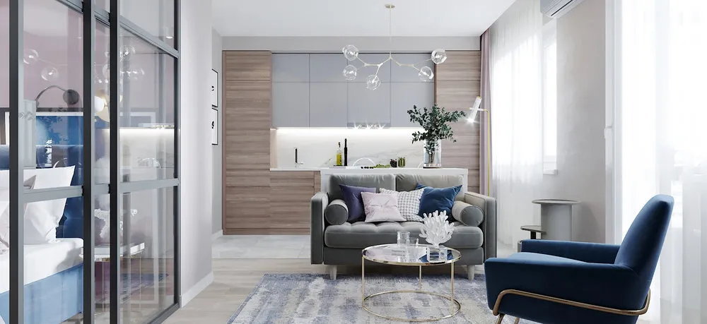 Foto: Wohnzimmer im Stil Modern, Wohnung, Studio, Umgestaltung, bis zu 40 qm, Olga Boytsova – Foto auf unserer Website