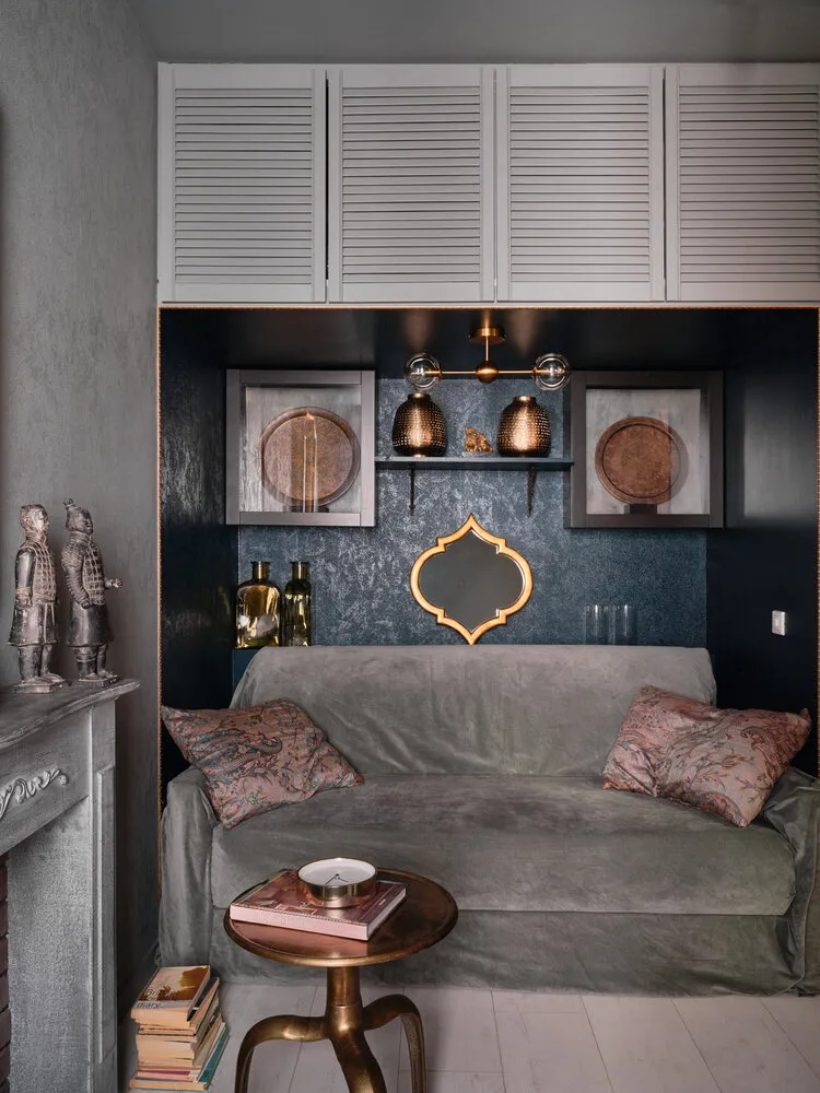 Foto: Sala en estilo Ecléctico, Oriental, Apartamento pequeño, Departamento, Estudio, Proyecto de la semana, San Petersburgo, hasta 40 metros, Anna Tarasova, AT-INTERIORS, Varvara Ponomareva – fotos en nuestro sitio web