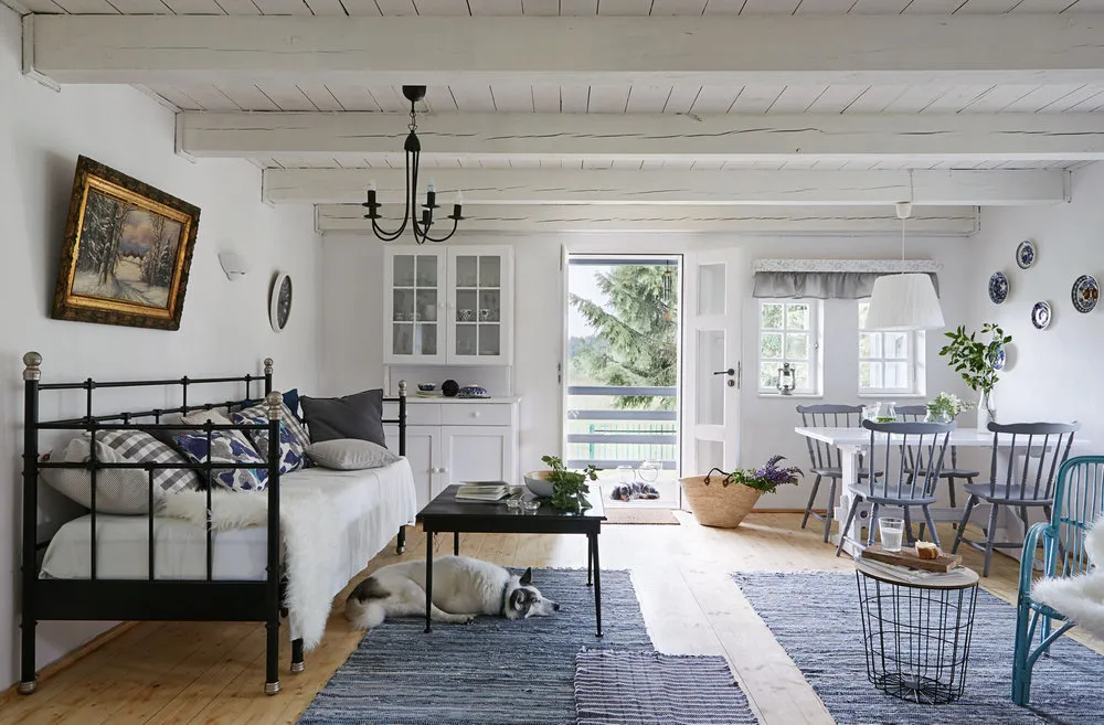 照片：普罗旺斯和乡村风格的客厅，柴棚，波兰，房屋和柴棚——我们网站上的照片