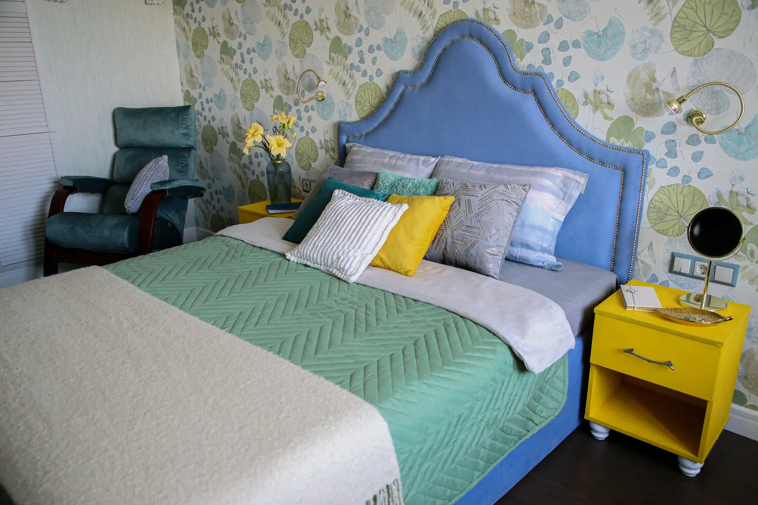 Фотографія: Спальня в стилі Современный, Квартира, Проект дня, Московская область, Монолитный дом, 3 комнаты, 60-90 метров, Жуковский, Мария Чикунова – фото на нашем сайте