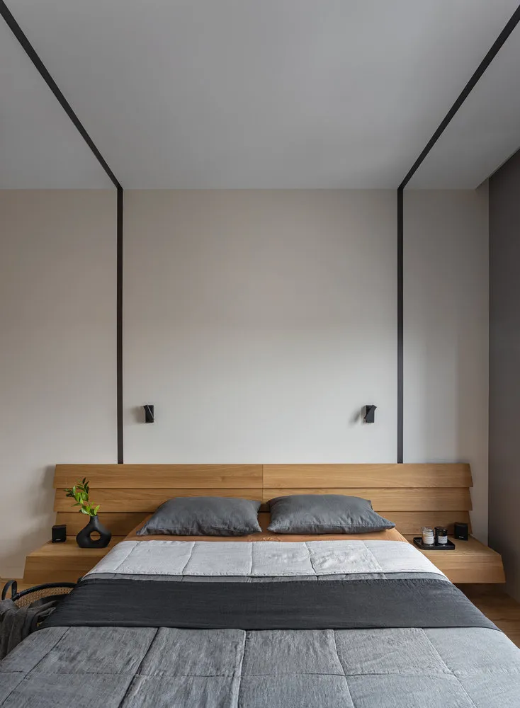 Foto: Dormitorio en estilo moderno, Apartamento, Minimalismo, Proyecto de la semana, Moscú, 2 habitaciones, 60-90 metros, Ekaterina Zhukova – foto en nuestro sitio web