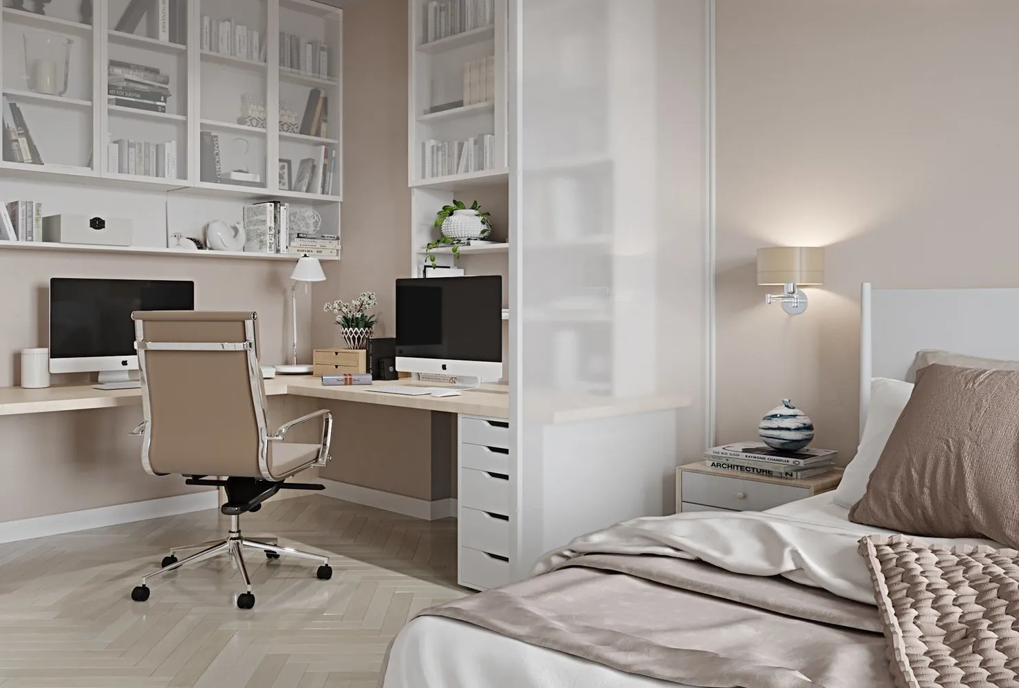 照片：现代卧室，指南，卧室内部，斯大林时代公寓内部，斯大林时代建筑内的室内设计，室内设计工作室“温馨公寓”，斯大林时代公寓，娜塔莉亚·索洛，玛丽娜·梅伦科娃，科涅夫设计，阿莱娜·契列娃，U概念，娜塔莉亚·梅尔迪娜 – 我们网站上的照片