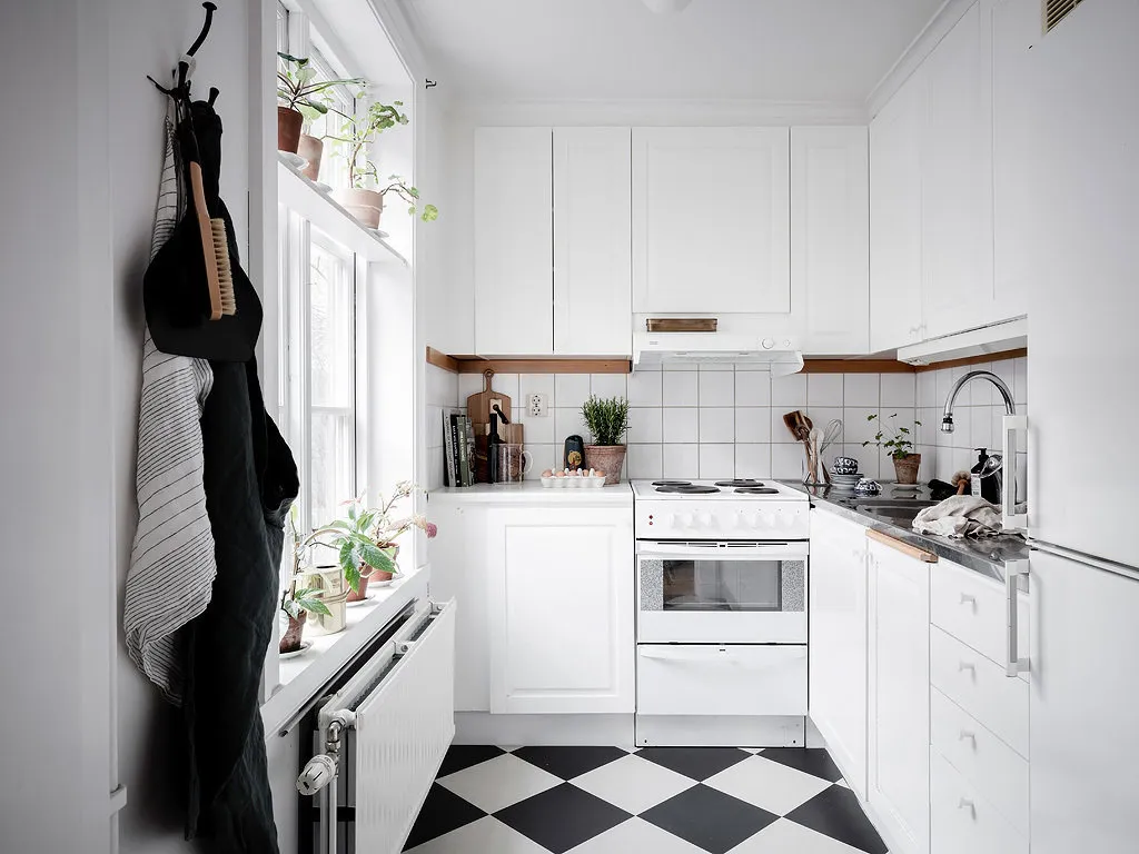 照片：北欧、普罗旺斯和乡村风格厨房与餐厅，室内装饰，白色，绿色，环保，2室 – 我们网站上的照片