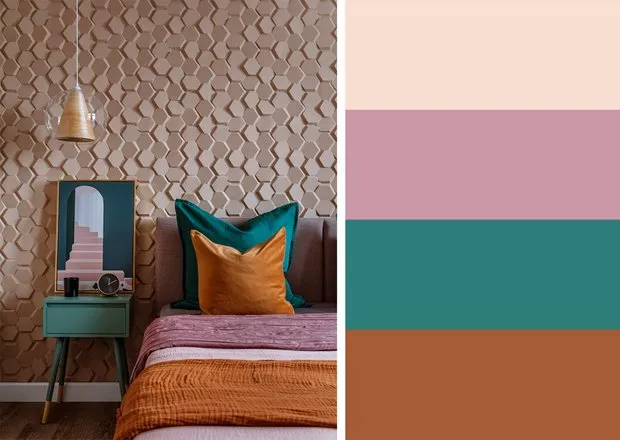 照片：现代风格卧室，室内装饰，配色方案 – 我们网站上的照片