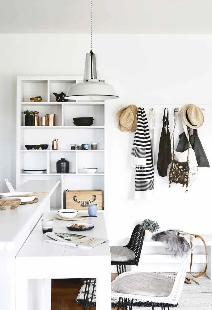 Photo: Kitchen and Dining Room in style Scandinavian, Modern, House, White, Black, Grey, Home and Cottage – photo on our website