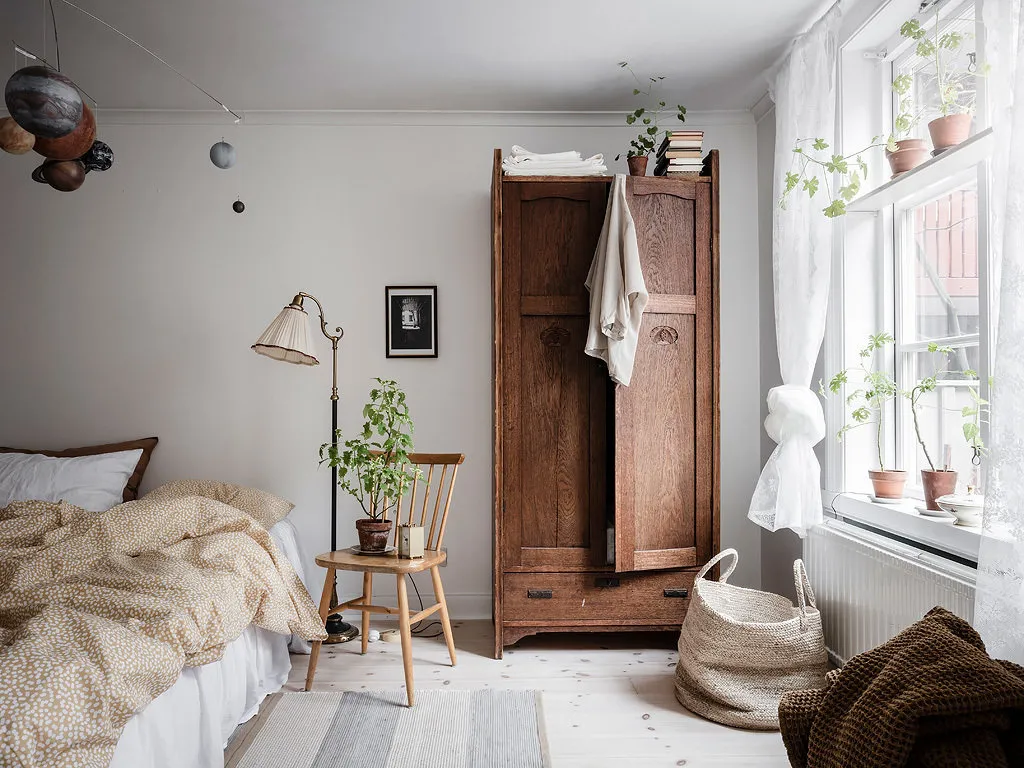 照片：北欧、普罗旺斯和乡村风格卧室，室内装饰，白色，绿色，环保，2室 – 我们网站上的照片