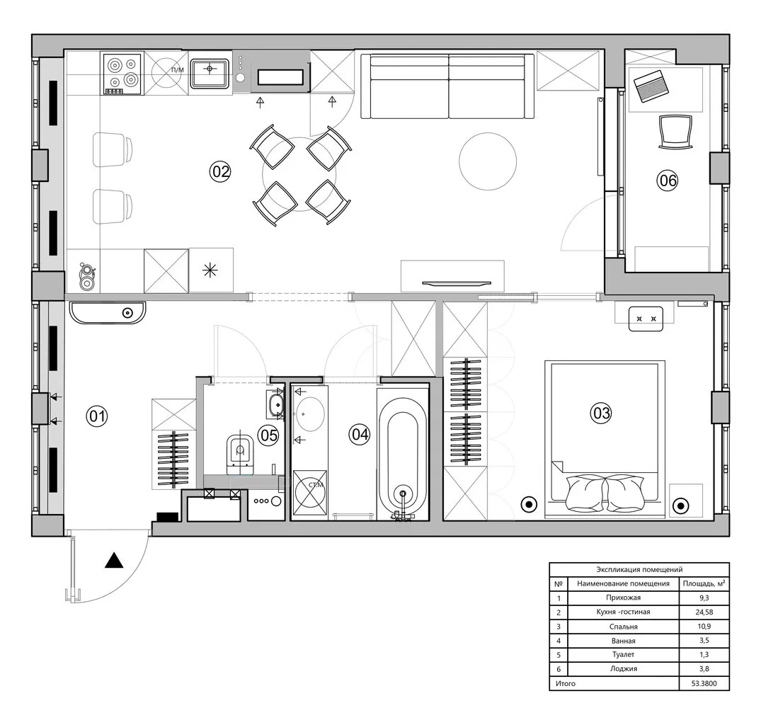 Foto: estilo moderno, apartamento, proyecto de la semana, San Petersburgo, edificio monolítico, 2 habitaciones, 40-60 m², Svetlana Olenburg – fotos en nuestro sitio web