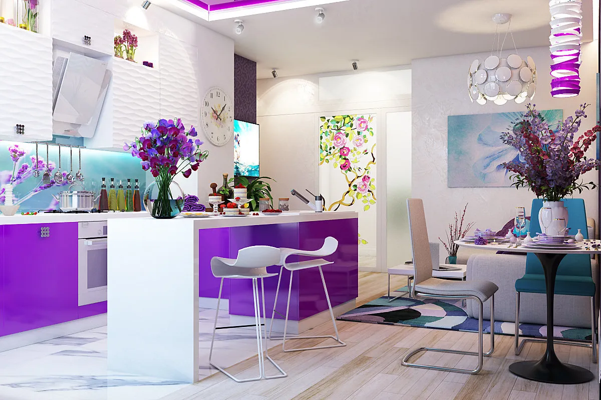 照片:现代风格,厨房和餐厅,客厅,提示 – 我们网站上的照片