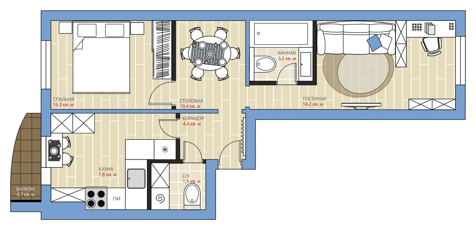照片：布局风格，厨房与餐厅，公寓，翻新，阿纳斯塔西娅·基谢列娃，马克西姆·朱拉耶夫，板楼，两居室，40-60平方米，1-55——我们网站上的照片