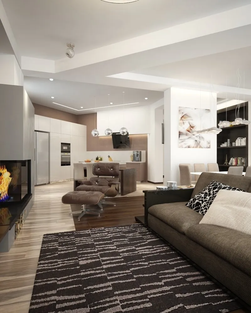 照片:现代风格,厨房和餐厅,客厅,提示 – 我们网站上的照片