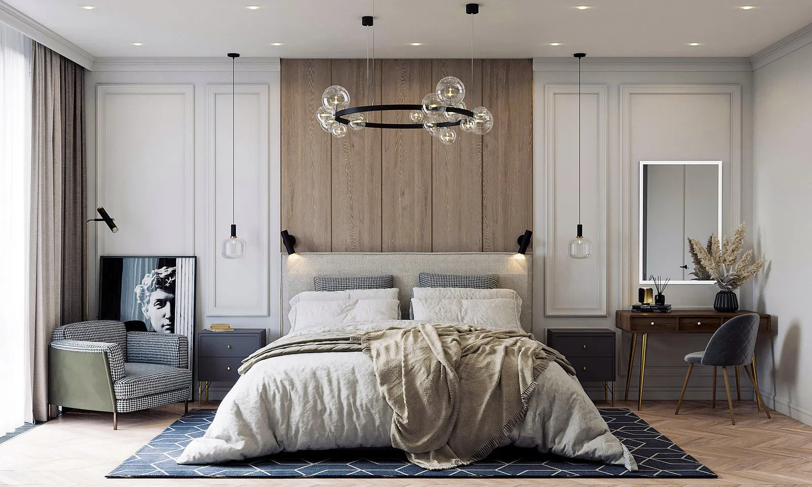 Фотографія:  в стилі , Спальня, Гид, спальня з гардеробом, як оформити робоче місце в спальні, стиральна машина в спальні – фото на нашому сайті