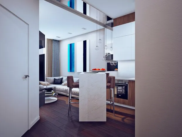 照片:现代风格,厨房和餐厅,客厅,提示 – 我们网站上的照片