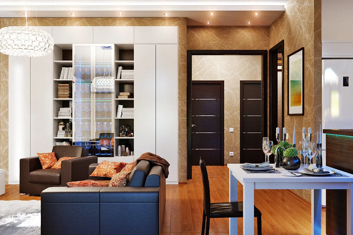 照片:现代风格,厨房和餐厅,客厅,提示 – 我们网站上的照片