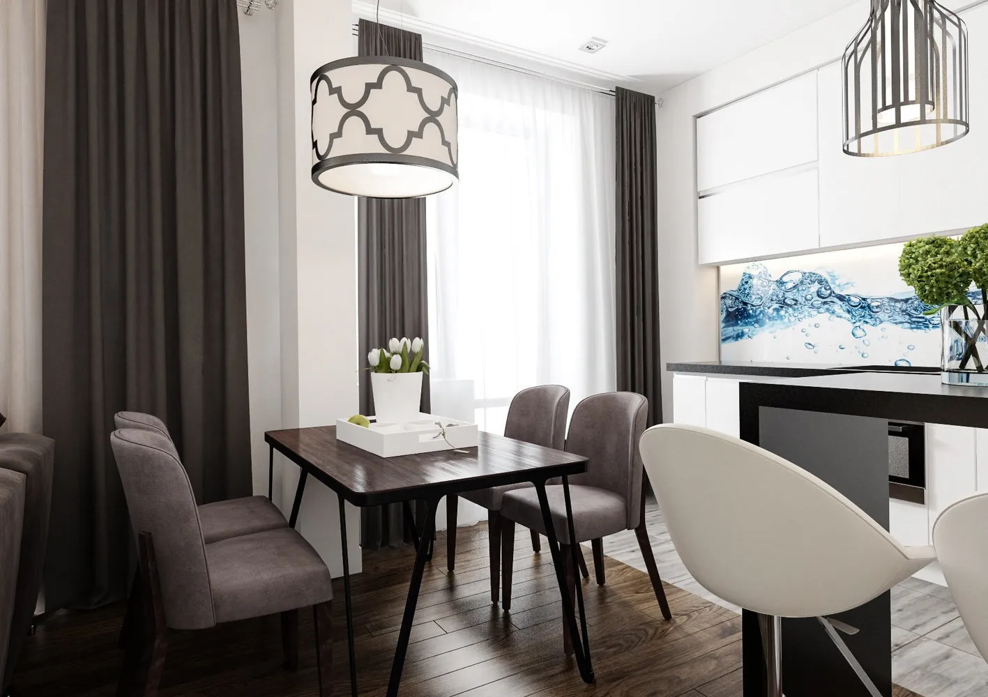 照片:现代风格,厨房和餐厅,客厅,提示 – 我们网站上的照片