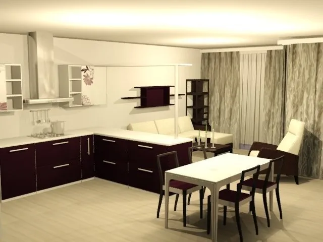 照片:现代风格厨房和餐厅,客厅,提示 – 我们网站上的照片