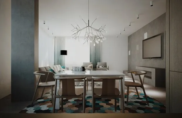 照片:斯堪的纳维亚风格厨房和餐厅,客厅,提示 – 我们网站上的照片