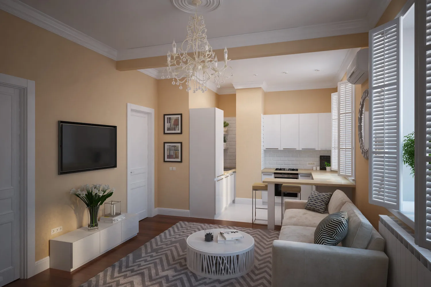 照片:斯堪的纳维亚风格客厅,厨房和餐厅,提示 – 我们网站上的照片