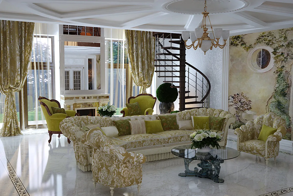 照片:古典风格客厅,厨房和餐厅,提示 – 我们网站上的照片