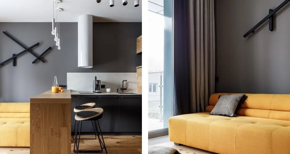 Фотографія:  в стилі , Гостьова кімната, Гід, жовтий диван, жовтий диван у інтер'єрі – фото на нашому сайті