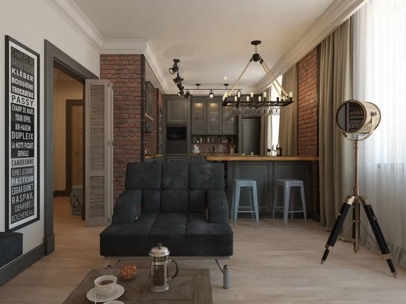 照片:阁楼风格客厅,厨房和餐厅,提示 – 我们网站上的照片