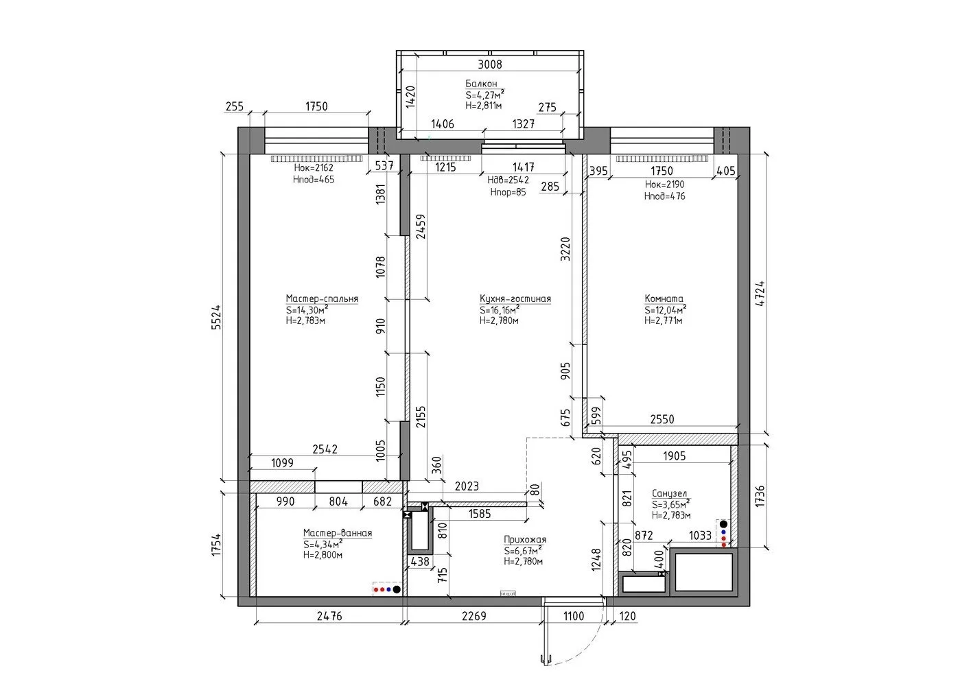 Foto: estilo moderno, apartamento, proyecto de la semana, San Petersburgo, Cubiq Studio, 3 habitaciones, 60-90 metros, monolítico-ladrillo – foto en nuestro sitio web