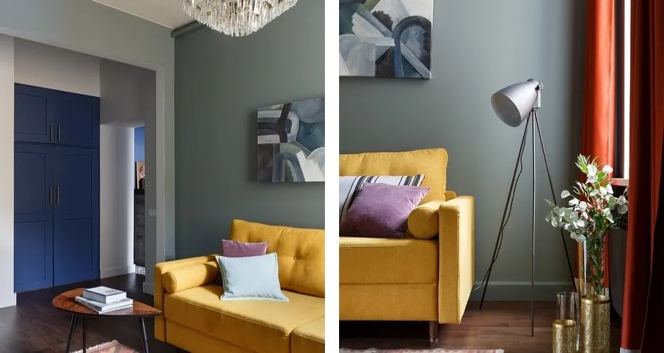 Фотографія:  в стилі , Гостьова кімната, Гід, жовтий диван, жовтий диван у інтер'єрі – фото на нашому сайті