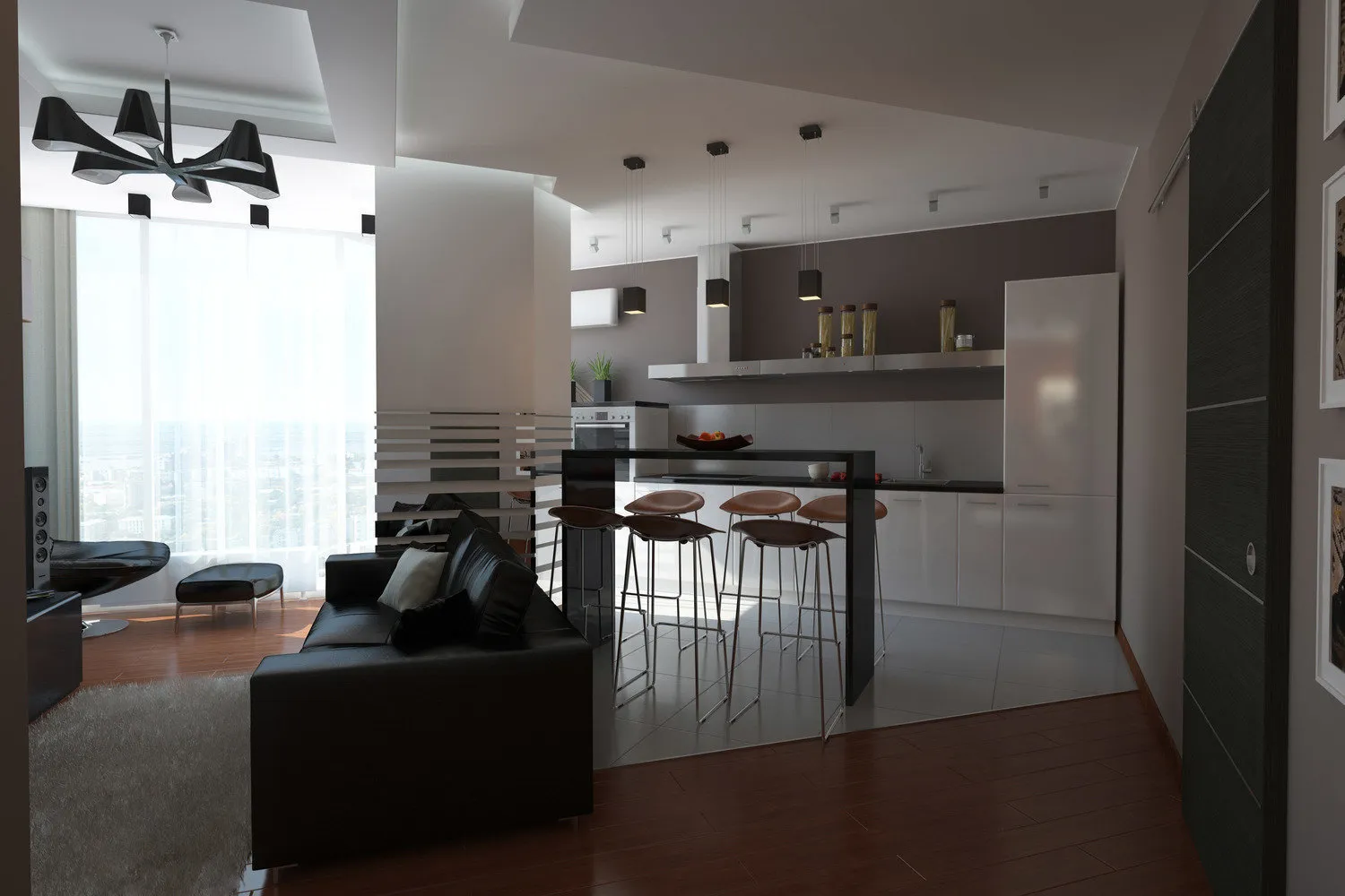 照片:现代风格,厨房和餐厅,客厅,提示 – 我们网站上的照片