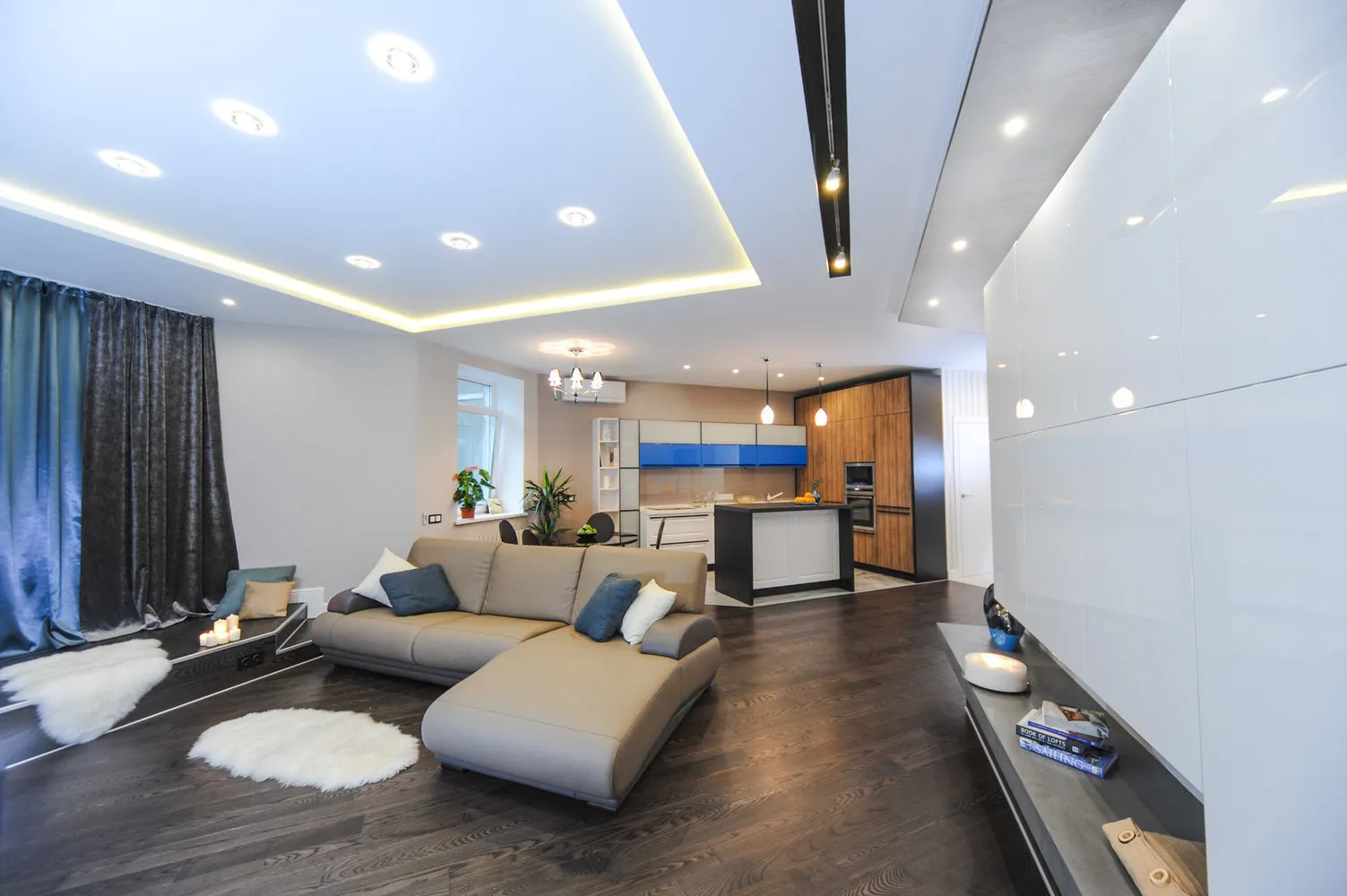 照片:极简主义风格客厅,厨房和餐厅,提示 – 我们网站上的照片