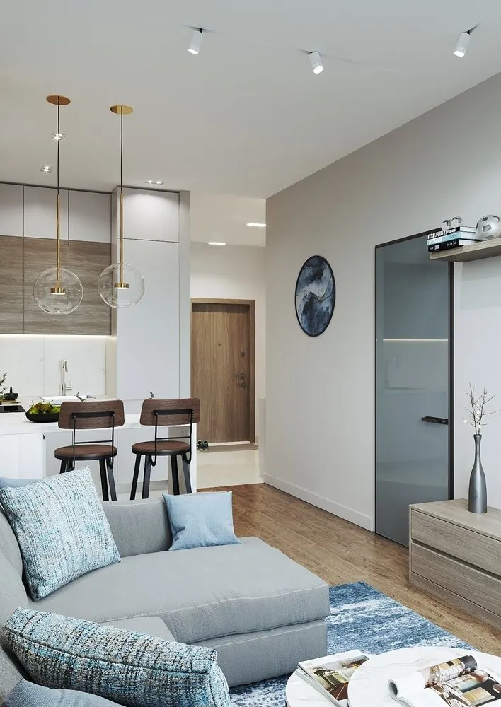 Foto: Wohnzimmer im modernen Stil, Wohnung, Umplanung, 2 Zimmer, 40-60 m², Natalia Mukaśyan – Foto auf unserer Website