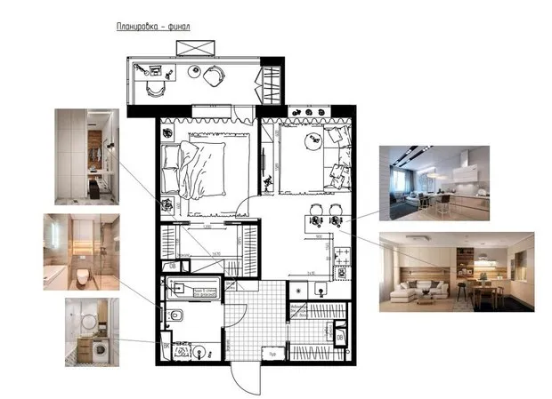 Foto: im modernen Stil, Wohnung, Umplanung, 2 Zimmer, 40-60 m², Natalia Mukaśyan – Foto auf unserer Website