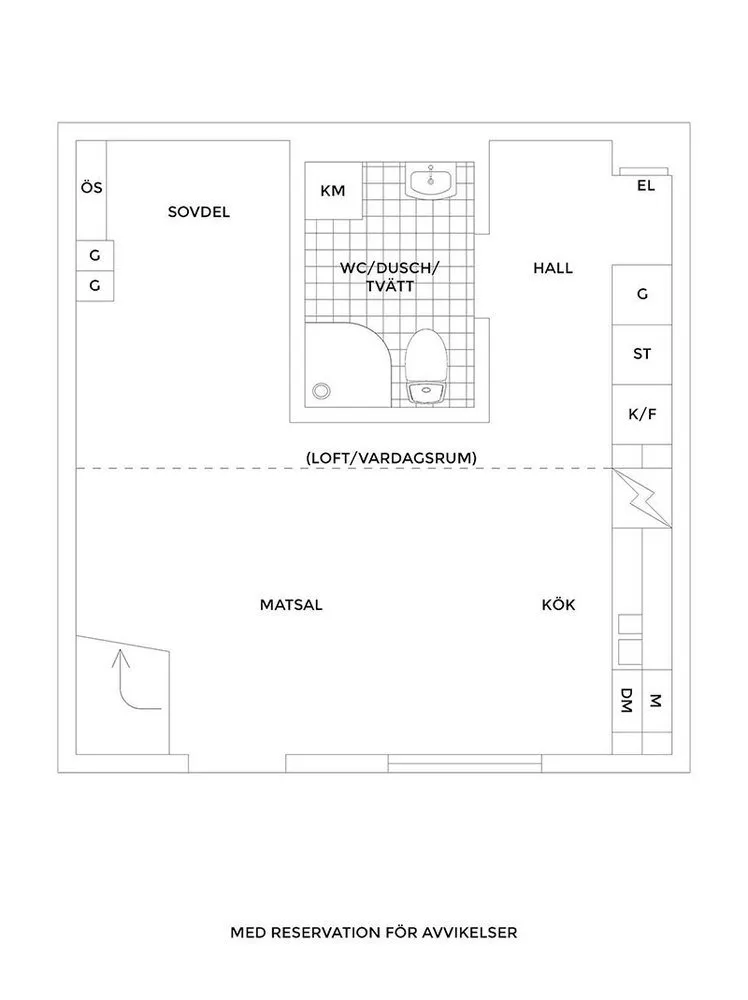 照片:斯堪的纳维亚风格平面图,室内装饰,公寓,瑞典,白色,极简主义,黑色,哥德堡,2间卧室,40-60平方米 – 我们网站上的照片