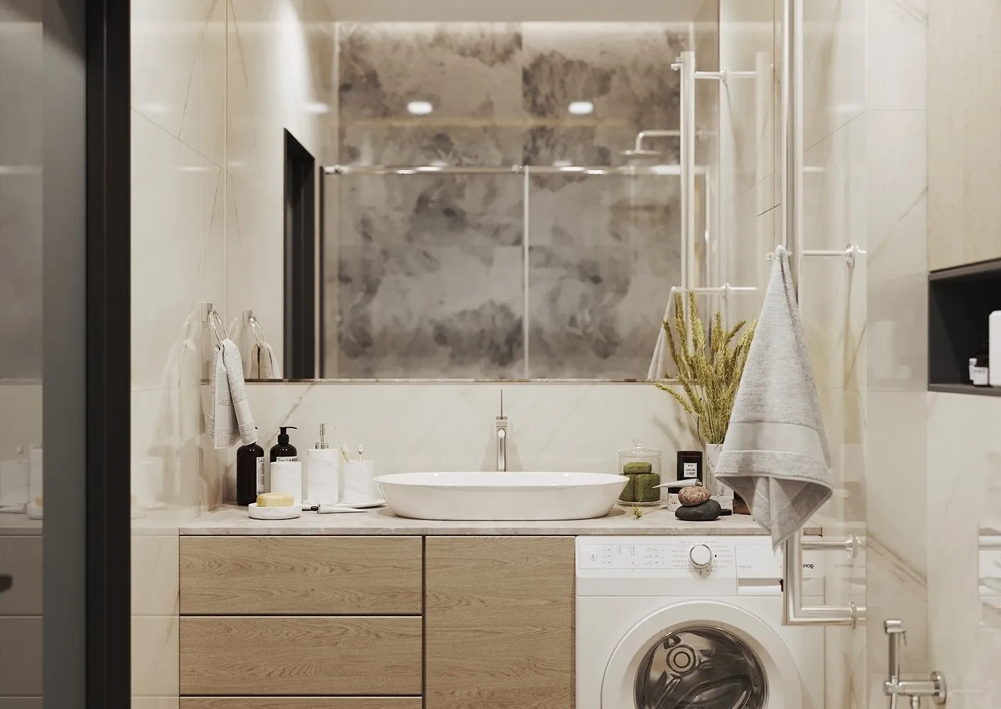 Foto: Badezimmer im modernen Stil, Wohnung, Umplanung, 2 Zimmer, 40-60 m², Natalia Mukaśyan – Foto auf unserer Website