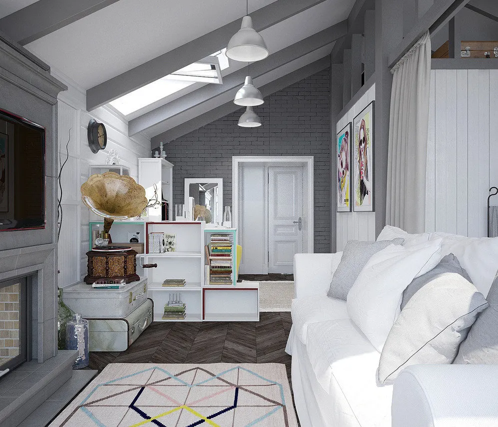 照片:斯堪的纳维亚风格客厅,技巧 – 我们网站上的照片