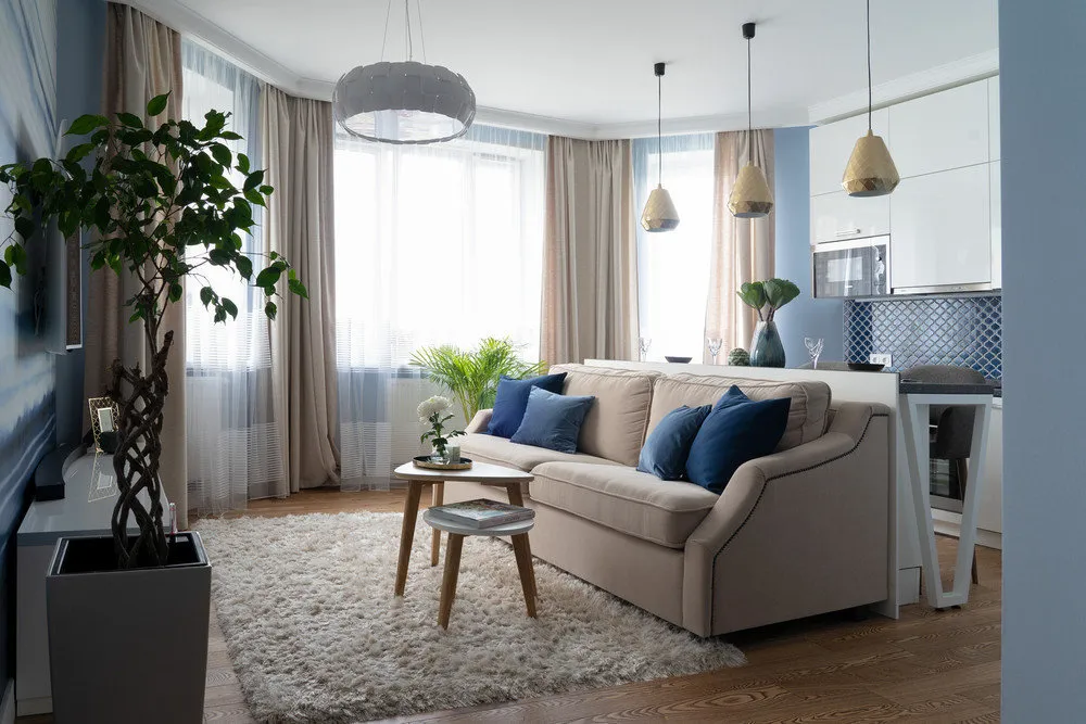 照片：现代风格客厅，公寓，翻新，圣彼得堡，斯韦特兰娜·加夫里洛娃，整体建筑，3 室，60-90 平方米 – 照片在我们网站上