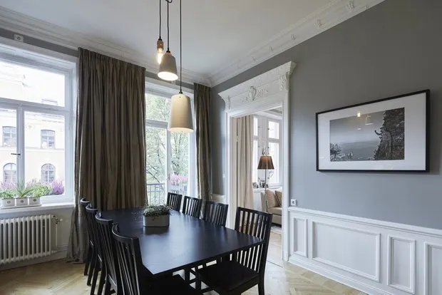 Photo: Kitchen and Dining Room in Classic, Modern Style, Interior Decoration, Apartment, 4 Rooms and More, Over 90 Square Meters – Photo on Our Website