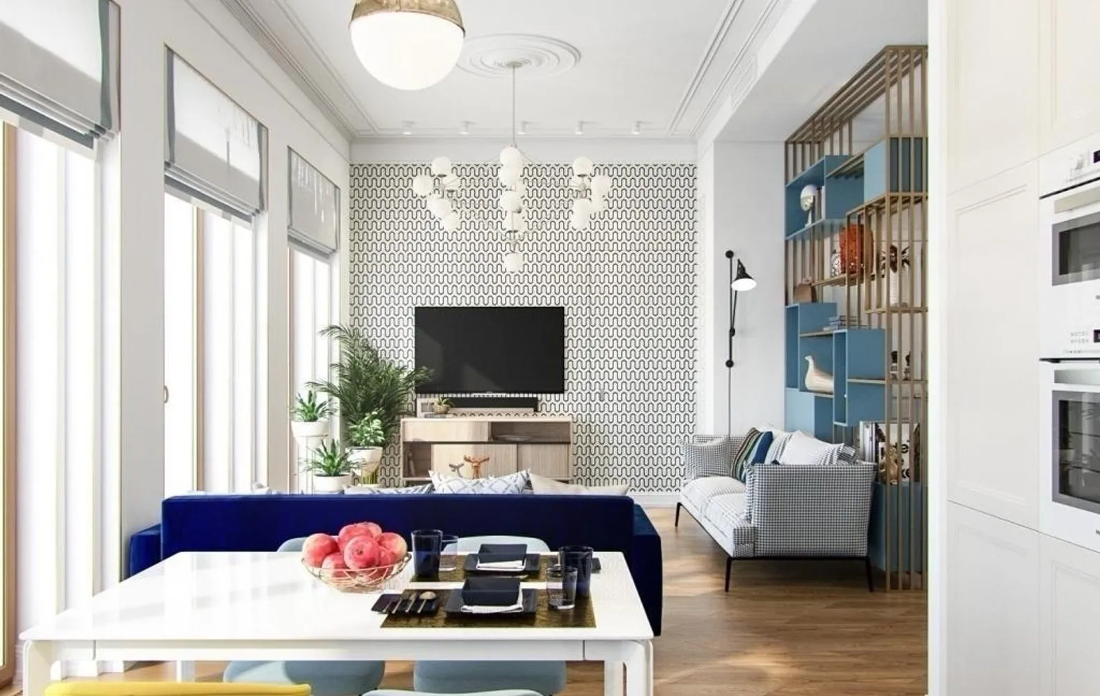 照片：混搭风格客厅，公寓，技巧，墙面装饰，小空间，露台 – 我们网站上的照片