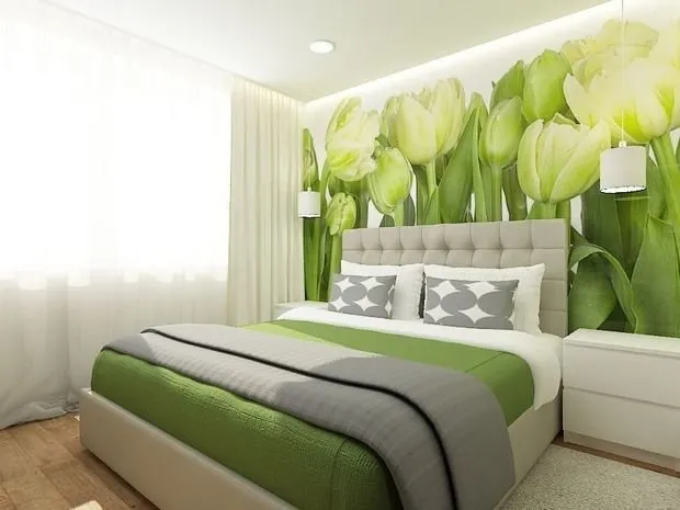 Foto: Balcón en estilo Oriental, Dormitorio, Decoración del interior, Apartamento, Casa, Decoración, Verde – foto en nuestro sitio web