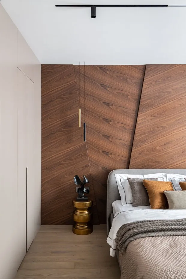 Foto: Habitación principal en estilo moderno, Apartamento, Proyecto de la Semana, Moscú, Edificio monolítico, 2 habitaciones, 60-90 metros, Irina Chufistova – foto en nuestro sitio web