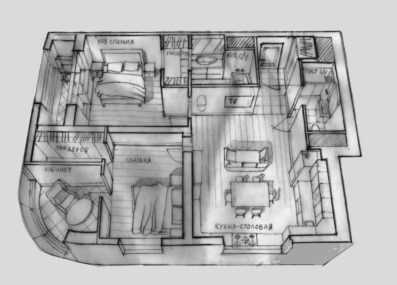Photo: Floor plans in style, Apartment, Relocation, Moscow, Maria Nasedkina, Ilya Nasonov, Monolithic Building, 2 Rooms, 60-90 sq. m, Symbol Housing Complex – Photo on Our Website