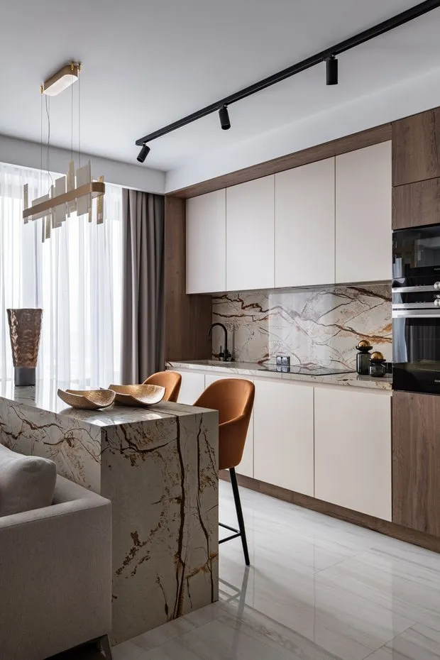 Foto: Cocina y comedor en estilo moderno, Apartamento, Proyecto de la Semana, Moscú, Edificio monolítico, 2 habitaciones, 60-90 metros, Irina Chufistova – foto en nuestro sitio web