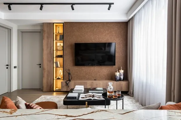 Foto: Sala de estar en estilo moderno, Apartamento, Proyecto de la Semana, Moscú, Edificio monolítico, 2 habitaciones, 60-90 metros, Irina Chufistova – foto en nuestro sitio web