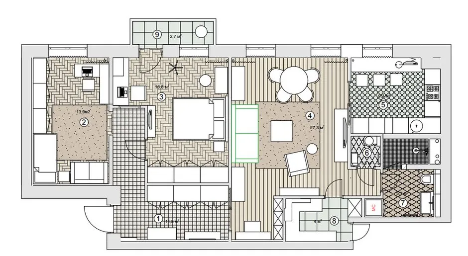 照片:风格布局,厨房与餐厅,公寓,技巧,改造,叶夫根尼娅·利卡索娃,塔季扬娜·别兹韦尔赫亚,塔季扬娜·克拉索娃 – 我们网站上的照片