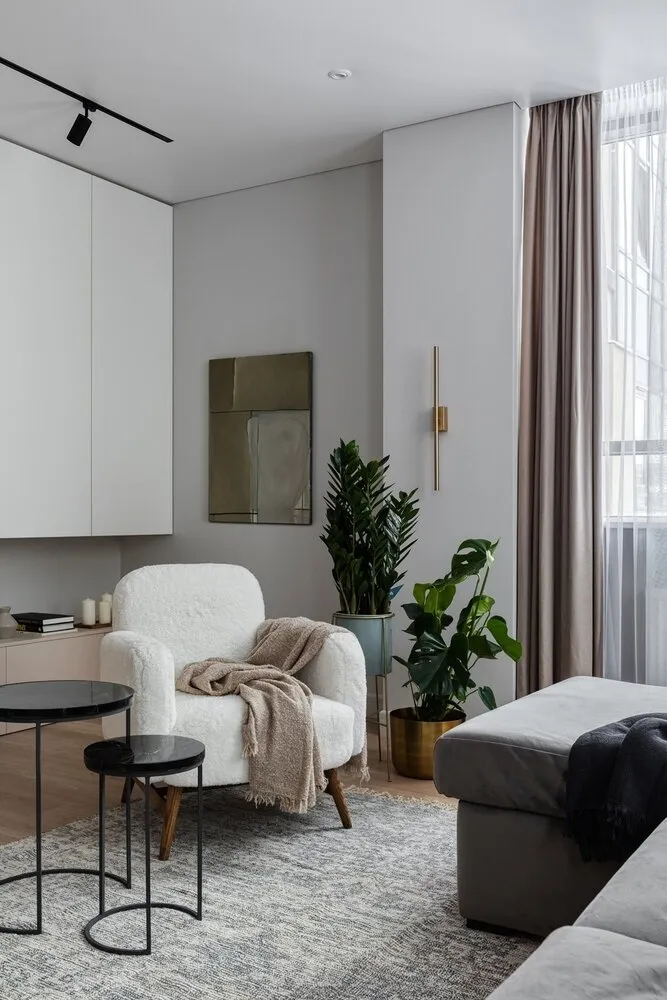 Foto: Sala de estar en estilo Moderno, Decoración de interiores, Apartamento, Proyecto de la semana, San Petersburgo, 2 habitaciones, 60-90 metros, Silva Gonian Design, Silva Gonian – fotos en nuestro sitio web