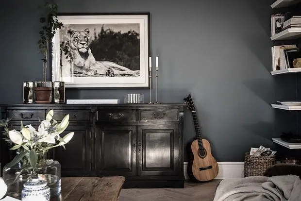 Photo: Living Room in Scandinavian, Classical, Loft, Modern, Eclectic Style, Interior Decoration, Apartment, Sweden, White, Blue, Gray, Gothenburg, Storage in Hallway, Loft Decor, Kitchen Storage System Organization, How to Organize Storage in Bedroom, Kitchen with Island, 2 Rooms, Over 90 Square Meters – Photo on Our Website