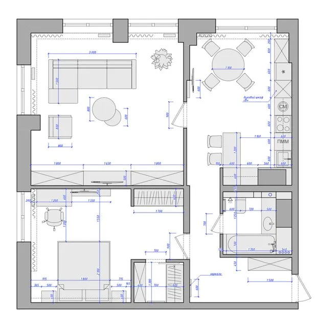 Foto: Planos en estilo Moderno, Decoración de interiores, Apartamento, Proyecto de la semana, San Petersburgo, 2 habitaciones, 60-90 metros, Silva Gonian Design, Silva Gonian – fotos en nuestro sitio web
