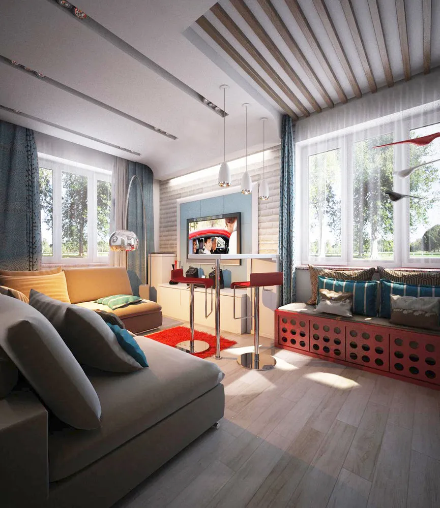 照片：现代风格客厅、折中主义、房间内部、每周项目、SLV、斯大林卡 - 我们网站上的照片