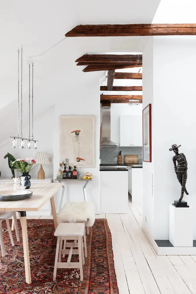 照片:北欧风格厨房和用餐区,现代,室内装饰,公寓,白色,米色,3个房间,超过90平方米 – 我们网站上的照片