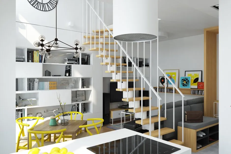 照片:北欧风格厨房与餐厅,指南,阁楼公寓,Geometrium,阁楼室内设计,玛格丽塔·拉扎列娃,奥尔加·索尔尼什科娃,维多利亚·拉扎列娃,伊琳娜·雷查德 – 网站上的照片