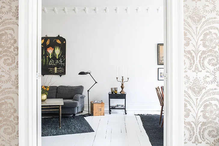 照片：北欧风格客厅，室内装饰，公寓，瑞典，3室 – 我们网站上的照片