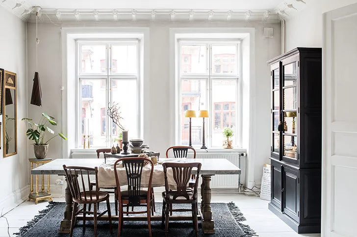 照片：北欧风格厨房与餐厅区域，室内装饰，公寓，瑞典，3室 – 我们网站上的照片